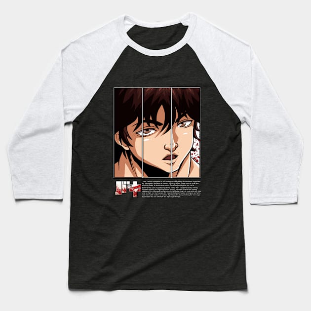 Baki The Fighter Artwork Baseball T-Shirt by namanyastudios